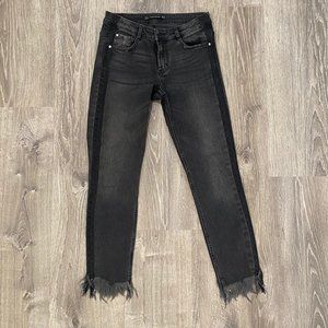 Zara ankle fringed black skinny jeans, Size 4